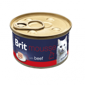 Мокра храна за котки Brit Premium by Nature Cat Mousse - мус с говеждо месо, 85 г